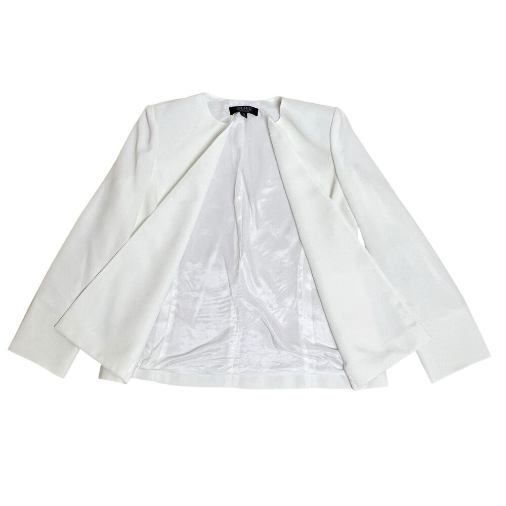 Kasper Womens Pant Suit 12/12P White Lined Open Jacket Trousers Coastal Wedding - Picture 7 of 16